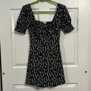 Black floral mini dress